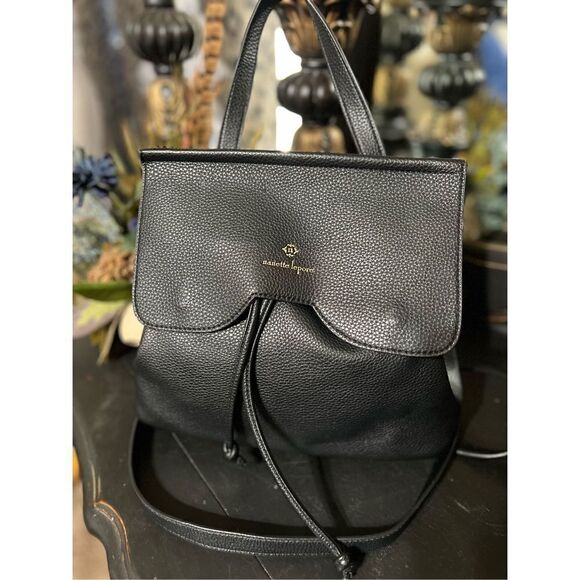 Nanette Lepore Black Pebbled Vegan Leather Backpack - Picture 1 of 7
